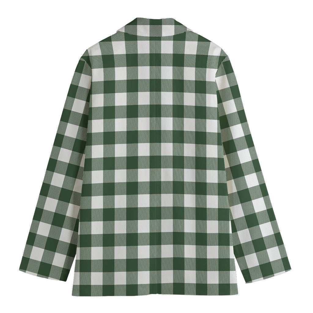 Forest Green Buffalo Check Pattern Print Women's Blazer