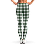 Forest Green Buffalo Check Pattern Print Women's Leggings