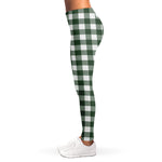 Forest Green Buffalo Check Pattern Print Women's Leggings