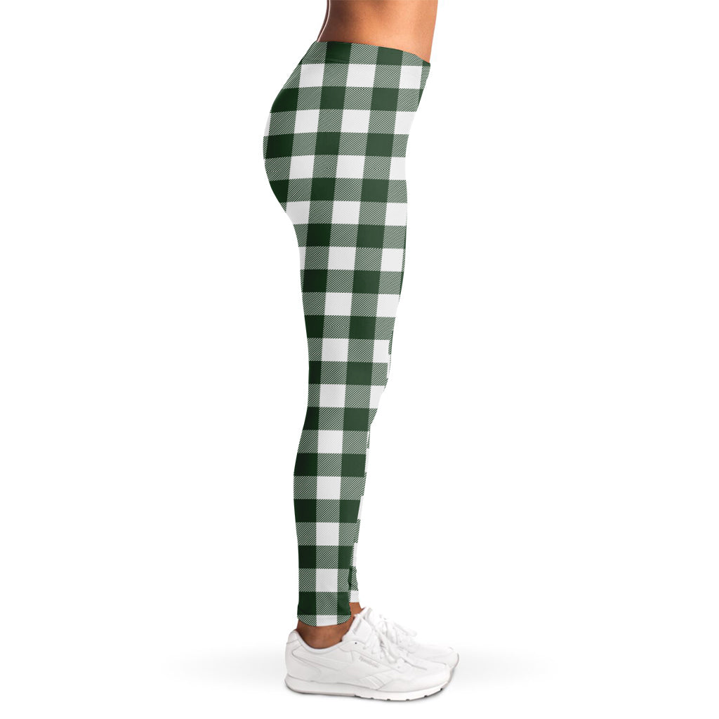 Forest Green Buffalo Check Pattern Print Women's Leggings