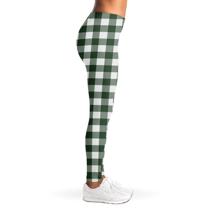 Forest Green Buffalo Check Pattern Print Women's Leggings