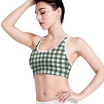 Forest Green Buffalo Check Pattern Print Women's Sports Bra