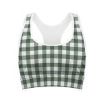 Forest Green Buffalo Check Pattern Print Women's Sports Bra