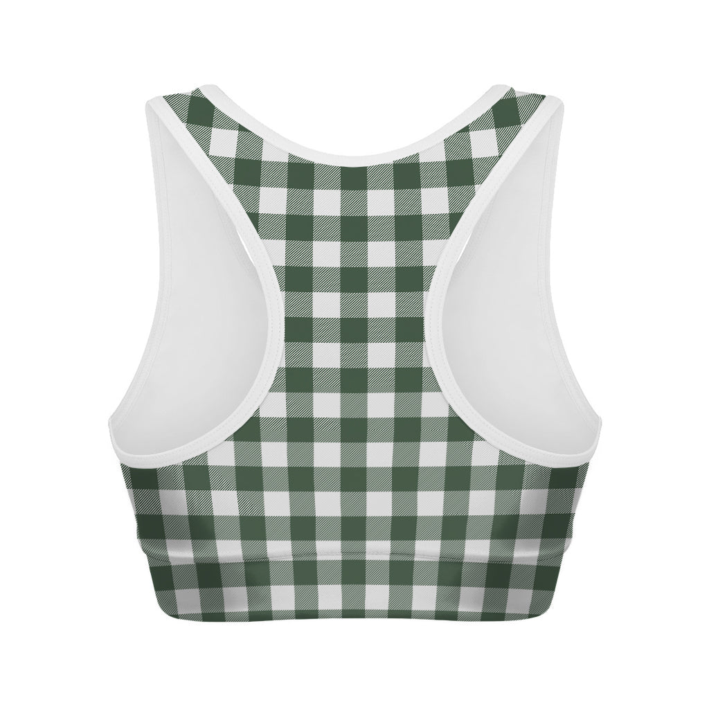 Forest Green Buffalo Check Pattern Print Women's Sports Bra