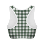 Forest Green Buffalo Check Pattern Print Women's Sports Bra