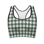 Forest Green Buffalo Check Pattern Print Women's Sports Bra