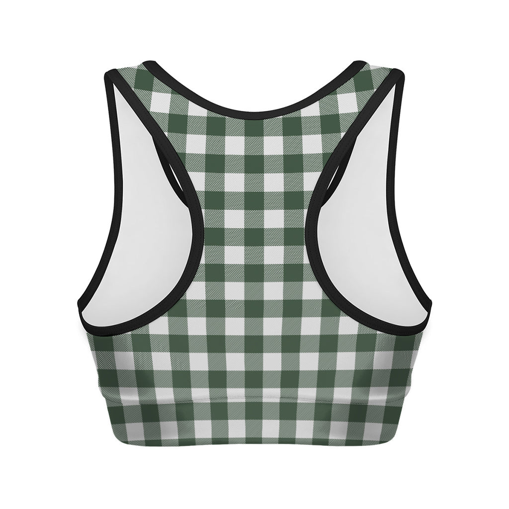 Forest Green Buffalo Check Pattern Print Women's Sports Bra