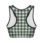 Forest Green Buffalo Check Pattern Print Women's Sports Bra