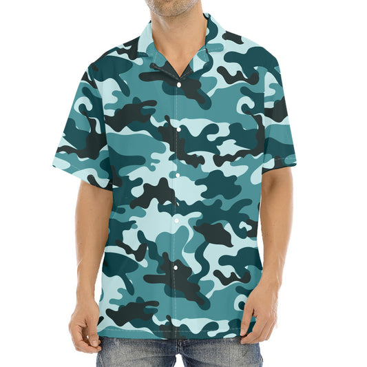 Forest Green Camouflage Print Aloha Shirt