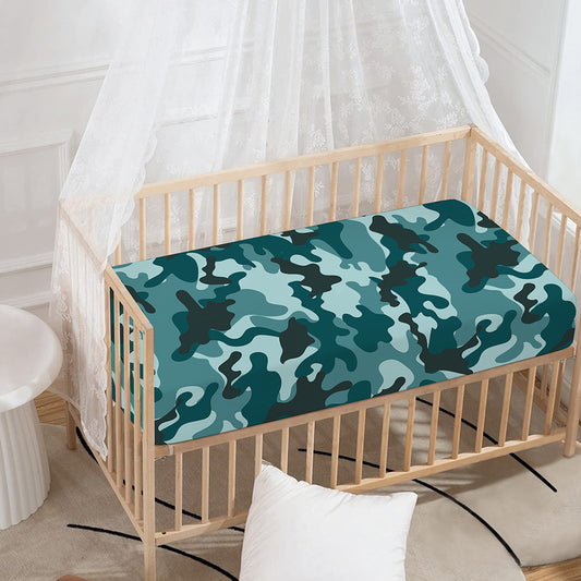 Forest Green Camouflage Print Baby Crib Sheet