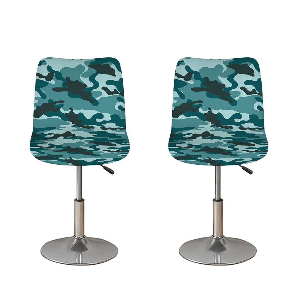 Forest Green Camouflage Print Bar Stool Covers