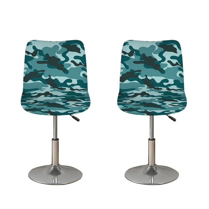 Forest Green Camouflage Print Bar Stool Covers