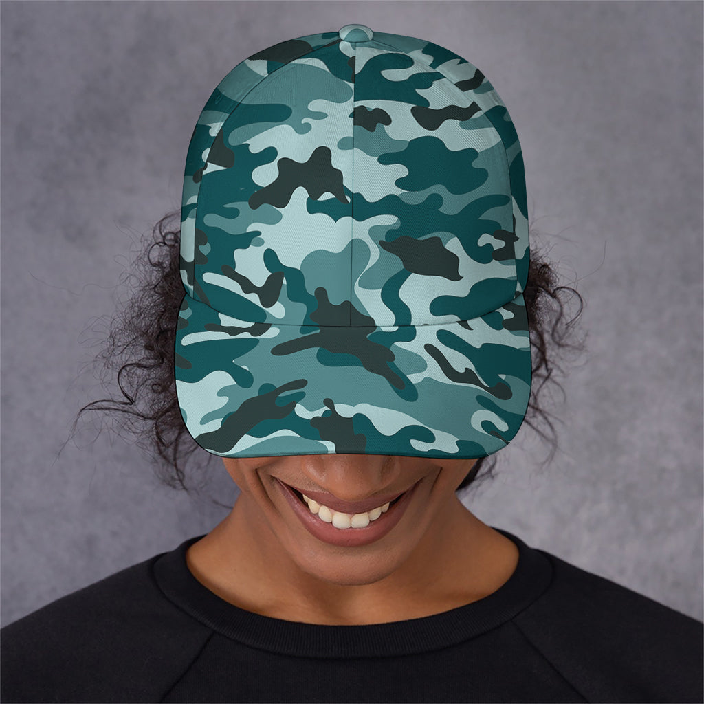 Forest Green Camouflage Print Baseball Cap