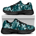 Forest Green Camouflage Print Black Chunky Shoes