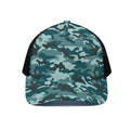 Forest Green Camouflage Print Black Mesh Trucker Hat