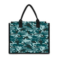 Forest Green Camouflage Print Canvas Tote Bag