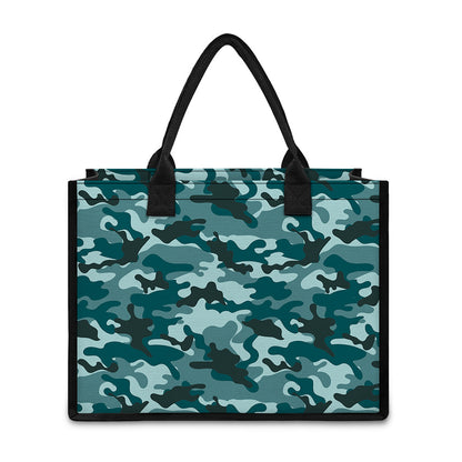Forest Green Camouflage Print Canvas Tote Bag