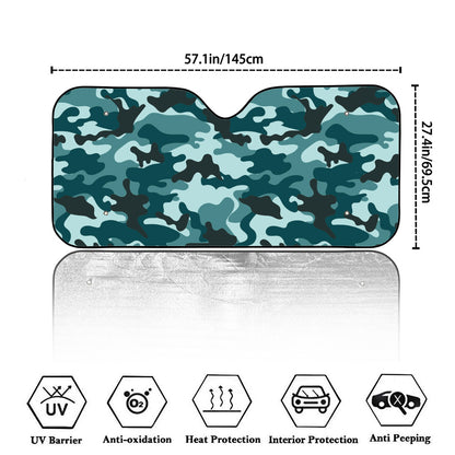 Forest Green Camouflage Print Car Windshield Sun Shade