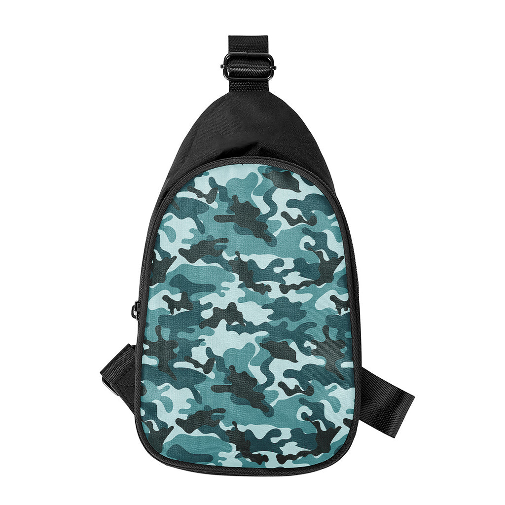 Forest Green Camouflage Print Chest Bag