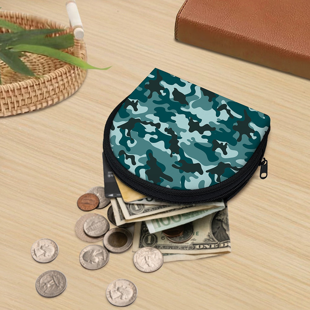 Forest Green Camouflage Print Coin Purse