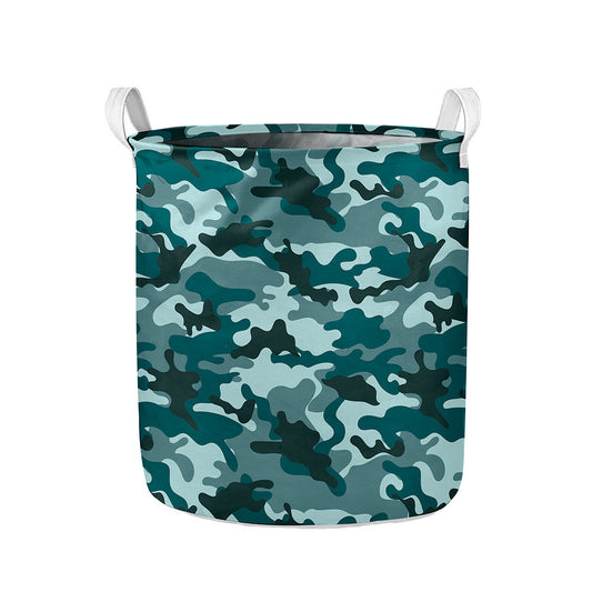 Forest Green Camouflage Print Collapsible Laundry Basket