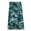 Forest Green Camouflage Print Cotton Front Slit Maxi Skirt