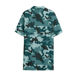 Forest Green Camouflage Print Cotton Hawaiian Shirt