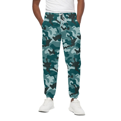 Forest Green Camouflage Print Cotton Pants