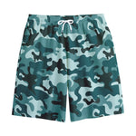 Forest Green Camouflage Print Cotton Shorts