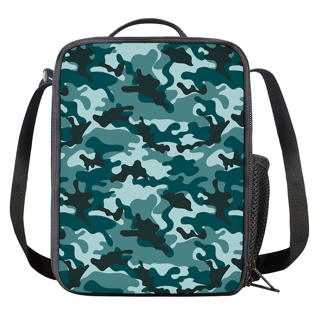 Forest Green Camouflage Print Crossbody Lunch Bag