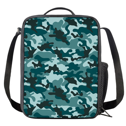 Forest Green Camouflage Print Crossbody Lunch Bag