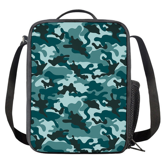 Forest Green Camouflage Print Crossbody Lunch Bag
