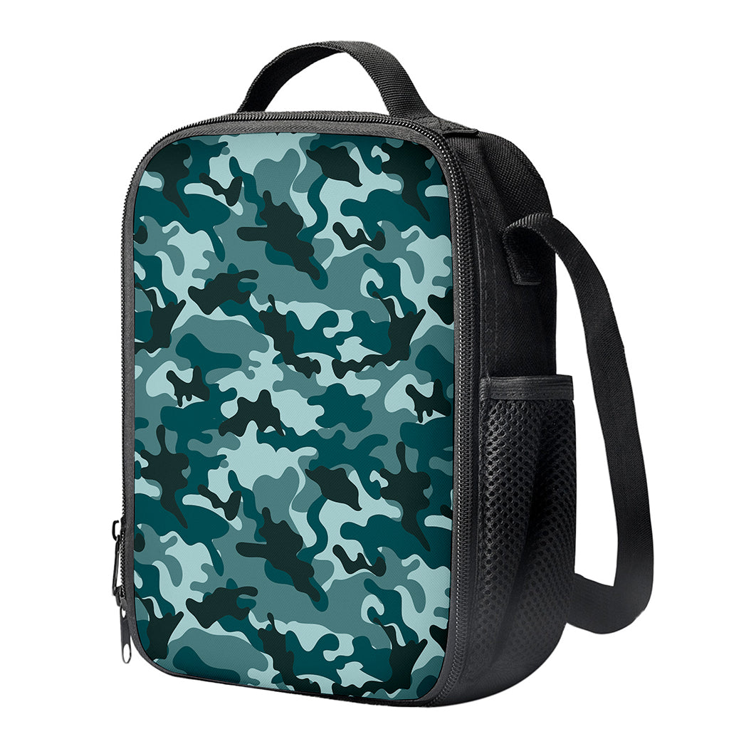 Forest Green Camouflage Print Crossbody Lunch Bag
