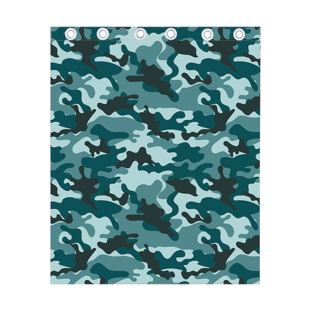 Forest Green Camouflage Print Curtain