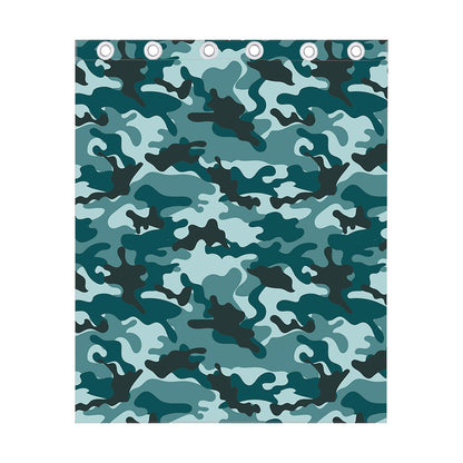 Forest Green Camouflage Print Curtain