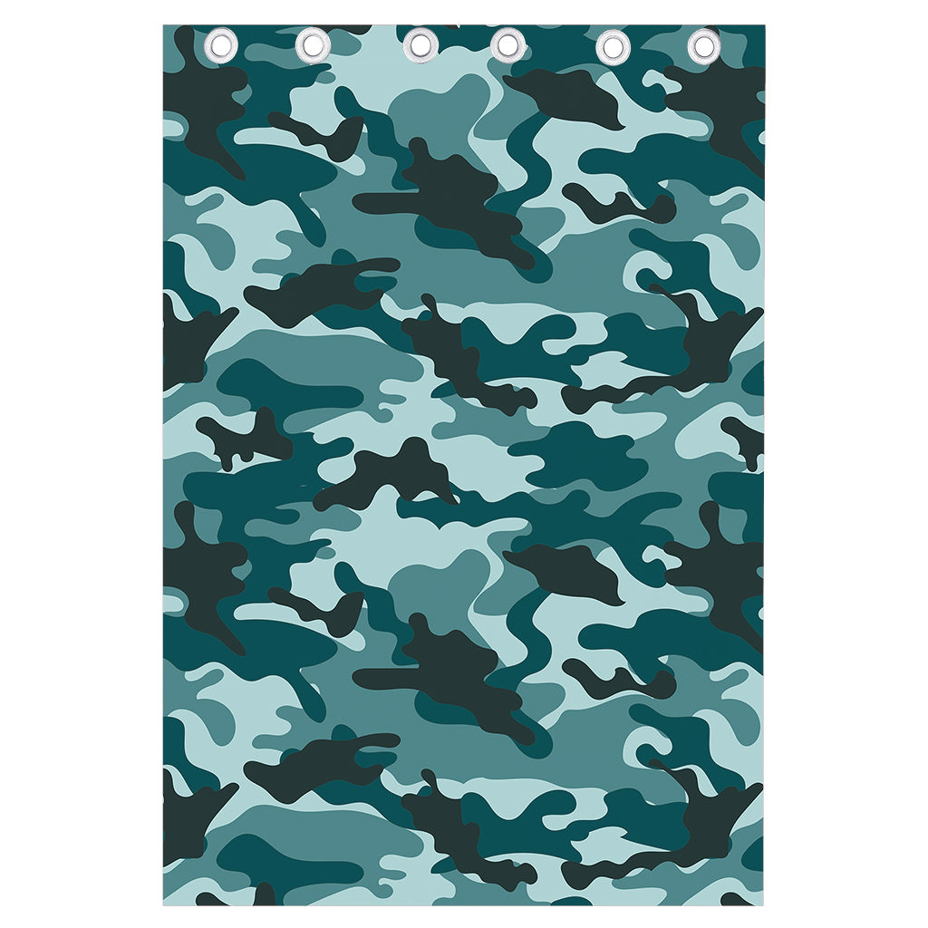 Forest Green Camouflage Print Curtain