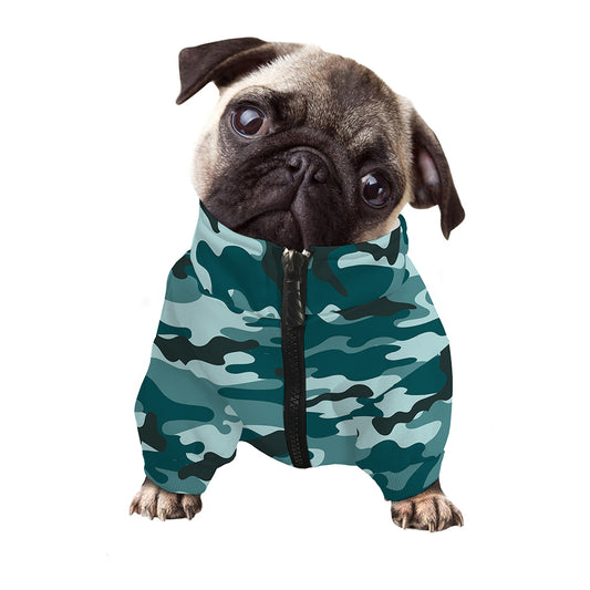 Forest Green Camouflage Print Dog Zip Up Jacket