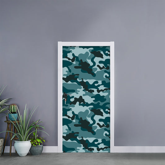 Forest Green Camouflage Print Door Sticker
