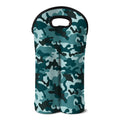Forest Green Camouflage Print Double Neoprene Wine Tote
