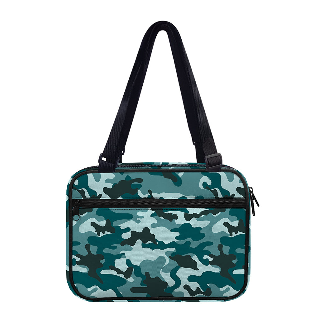 Forest Green Camouflage Print Double Strap Bible Bag