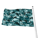 Forest Green Camouflage Print Flag