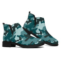 Forest Green Camouflage Print Flat Ankle Boots