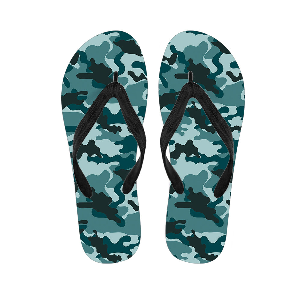Forest Green Camouflage Print Flip Flops