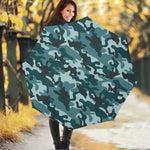 Forest Green Camouflage Print Foldable Umbrella