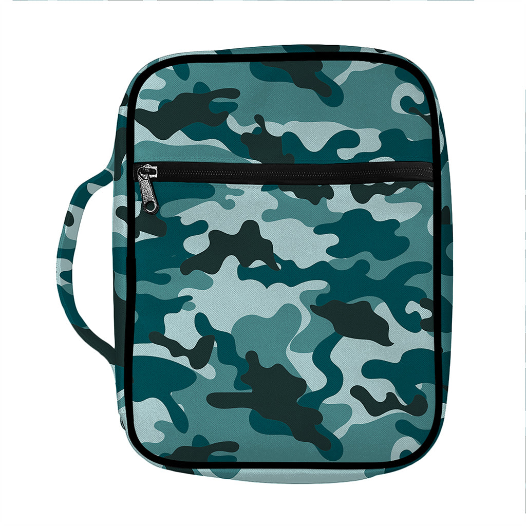 Forest Green Camouflage Print Front Pocket Bible Bag