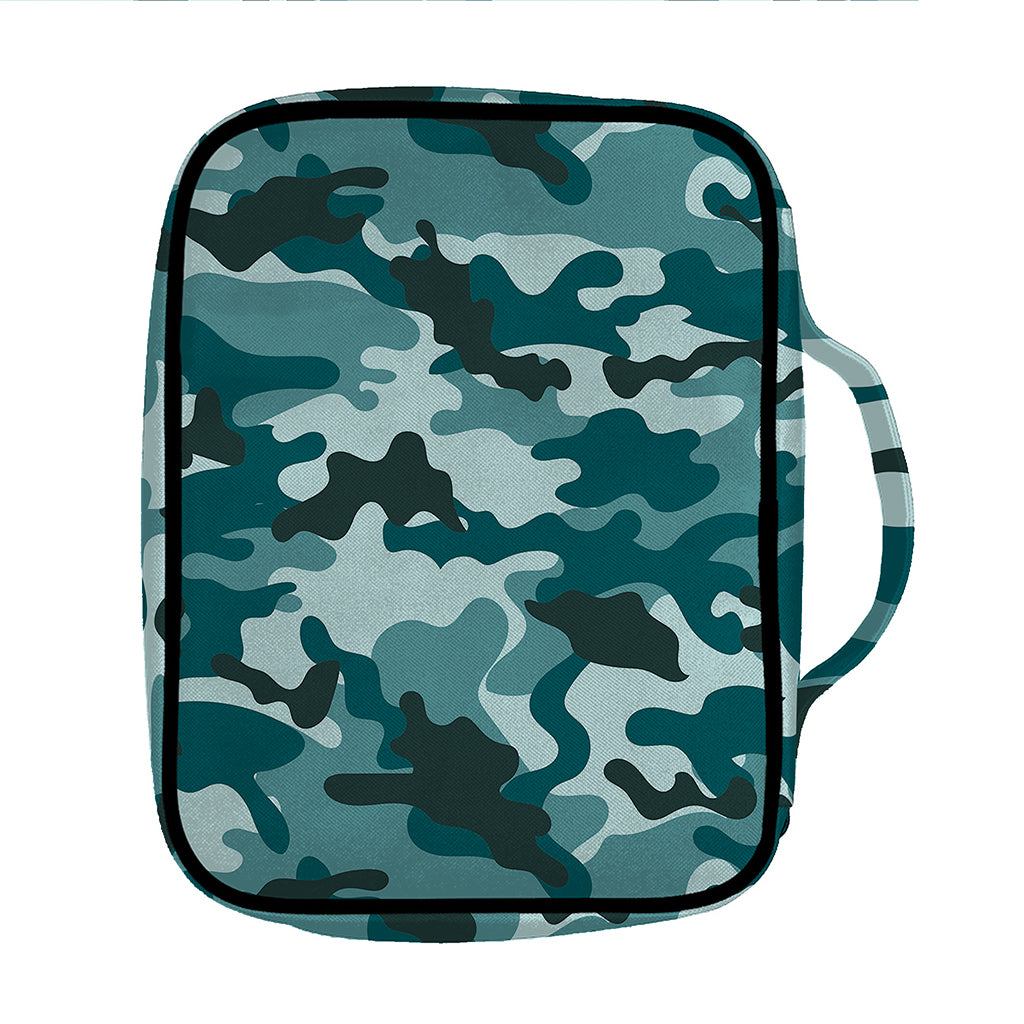 Forest Green Camouflage Print Front Pocket Bible Bag