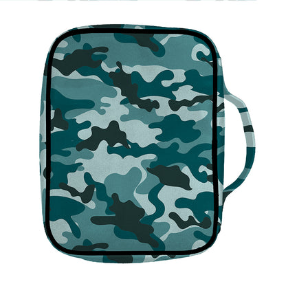 Forest Green Camouflage Print Front Pocket Bible Bag