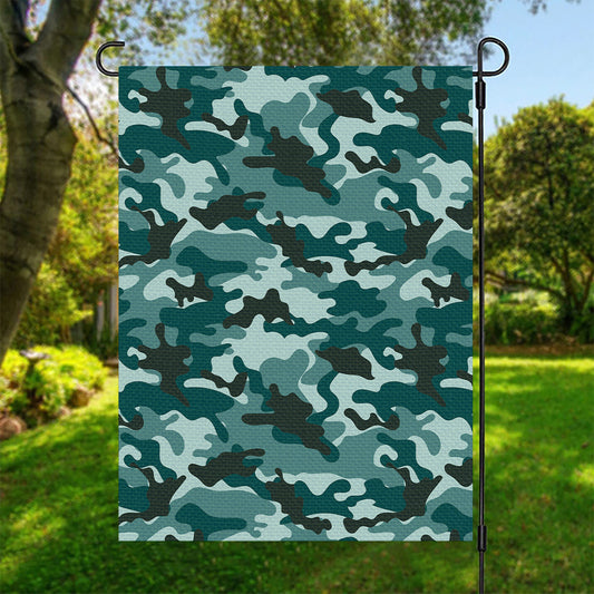 Forest Green Camouflage Print Garden Flag