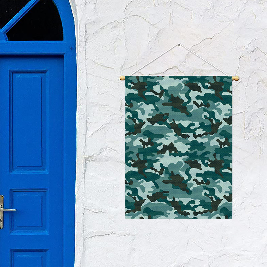 Forest Green Camouflage Print Garden Flag