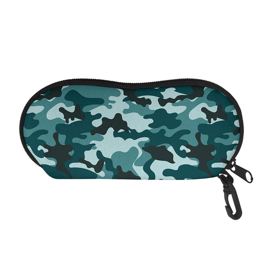 Forest Green Camouflage Print Glasses Case